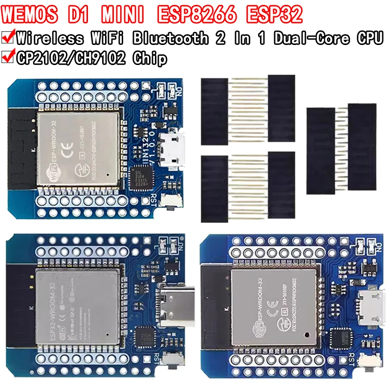 For Wemos D1 MINI ESP8266 ESP32 ESP-32S WIFI Bluetooth CP2104 Development Board Module For Arduino With Pins