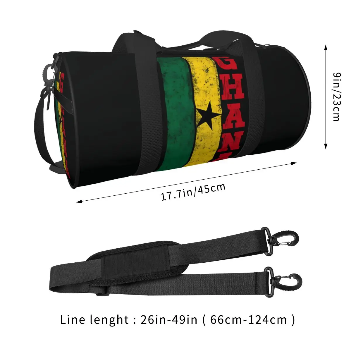 Gym Bag Ghana Ghanaian Flag Vintage Sports Bag Large Men's Outdoor Design Handbag Retro Travel Training Fitness Bag