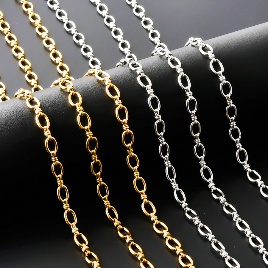 1 pièce Collier chaîne à maillons ovales larges en acier inoxydable pour femmes et hommes, style Choker Punk Hiphop, 45/50/60/70/80/90cm, Bijou de cou massif, Cadeau