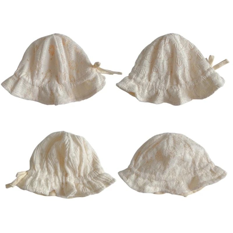 Sweet Lace Baby Bucket Hat Soft Breathable Cotton Basin Caps for 0 to 24 Months