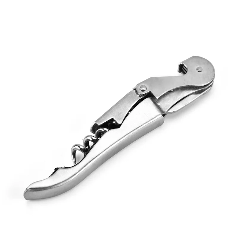 Stainless Steel Corkscrew Wine Opener with Foil Cutter, Beer Bottle Opener, Personalized Logo Gift