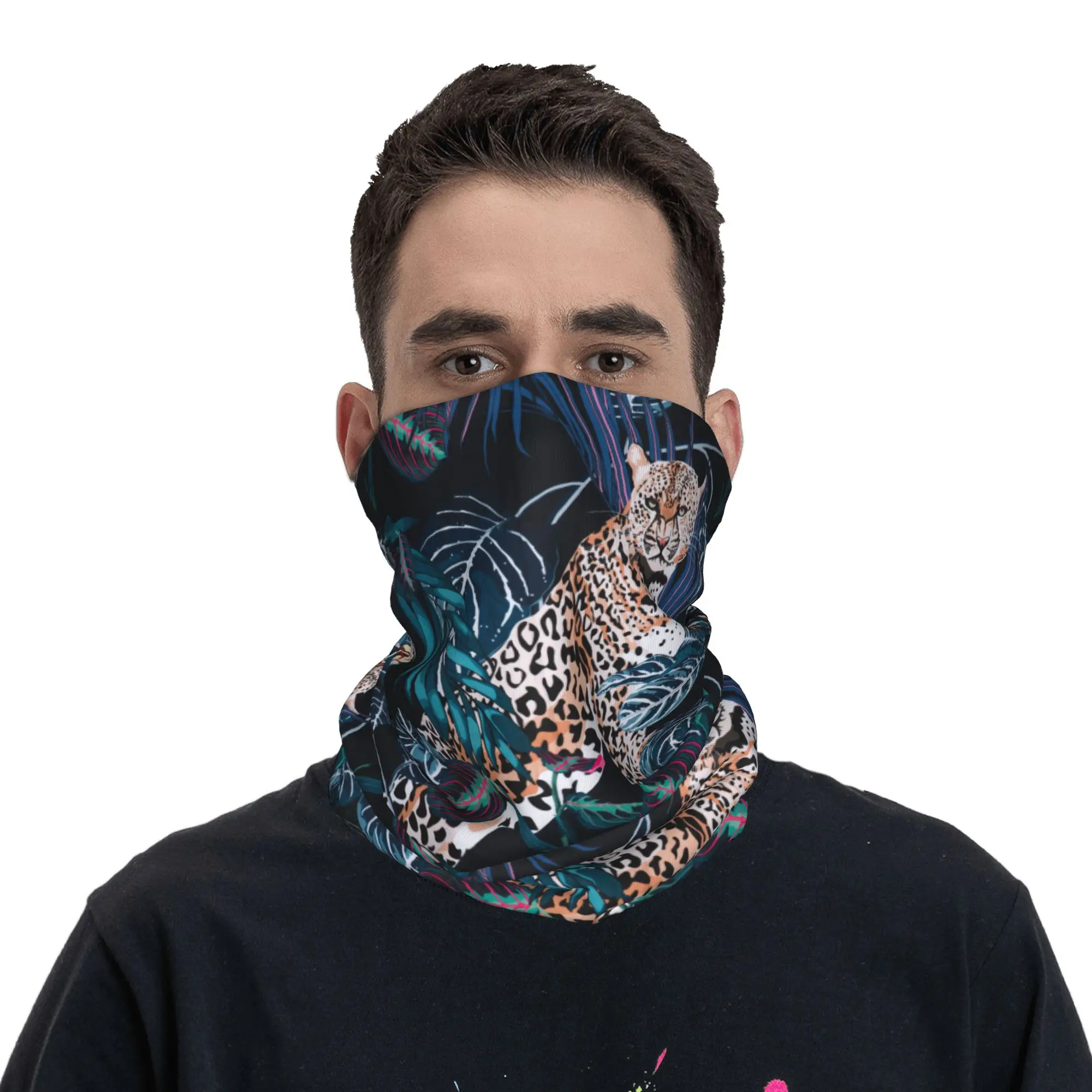 

Leopard Print Bandana Neck Cover Printed Wrap Scarf Balaclava Riding for Men Women Adult Washable