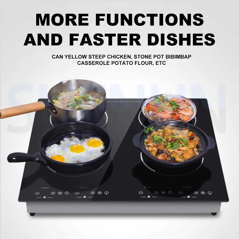 Commercial Induction Cooker Multi head Induction Cooker Electric Ceramic Stove Embedded Cooking Unit Electric Stove