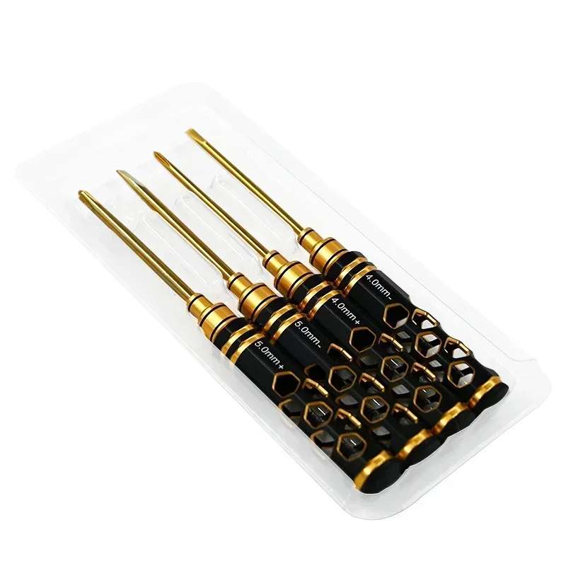 Kreuzschraubendreher 4/5 mm Schlitzschraubendreher 4/5 mm rutschfester Griff aus Aluminiumlegierung Schraubenschlüssel-Werkzeugsatz für RC-Hubschrauber