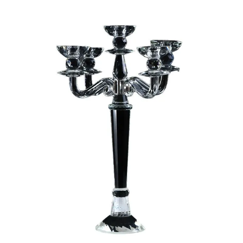

Crystal candlestick ornament model room Crystal glass candlestick wedding table Candle room ornament simple