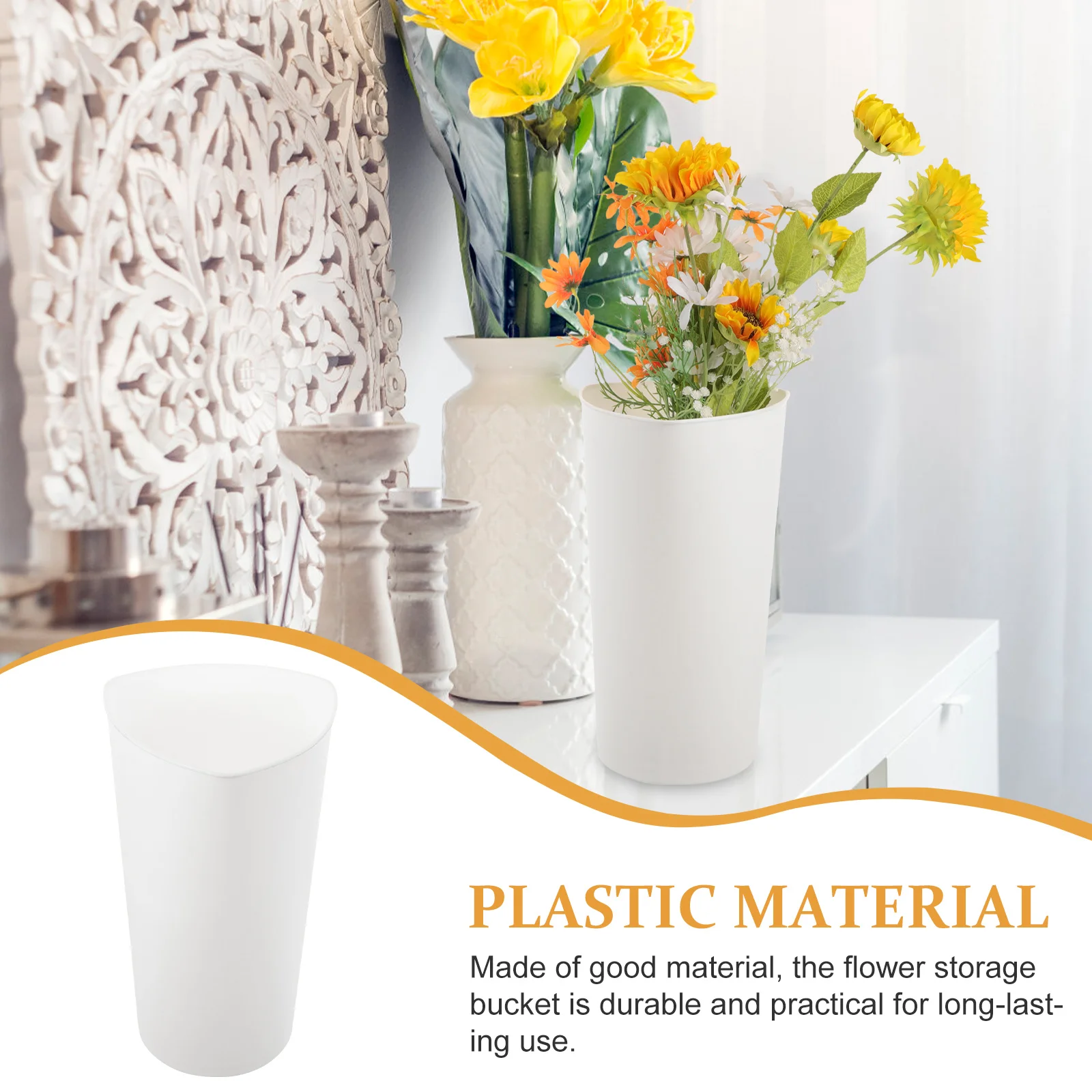 Secchio per fiori creativo con contenitore per la conservazione dei fiori a triangolo bianco in stile semplice per composizioni floreali e giardinaggio