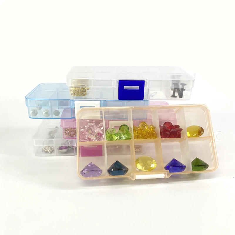 

10 Girds Plastic Small Tool Box Ring Ear Stud Storage Organizer Handmade Diy Accessory Storage Box Small Handicrafts Holder