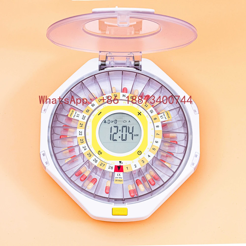 

Smart Pill Dispenser 28 Grid Daily Pill Organizer Big Capacitive Touch Scree Locking Automatic Pill Box