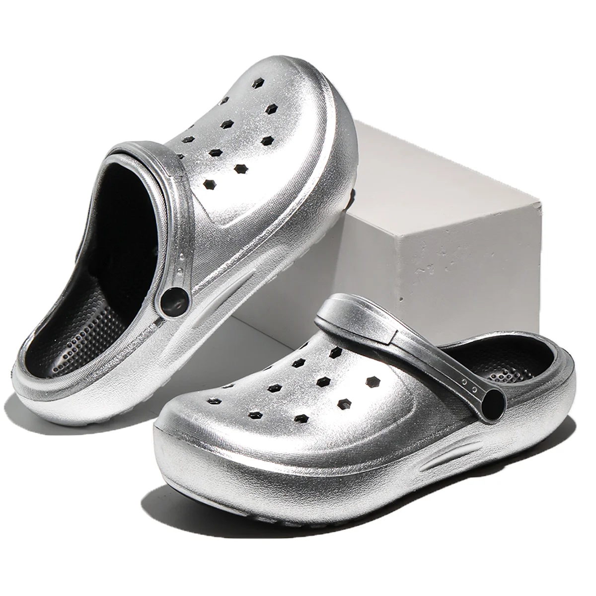 Goldene Casual Clogs und Pantoletten, Leichte EVA-Gartenschuhe, Rutschfeste Sandalen, Atmungsaktive Slip-On Schuhe für Drinnen und Draußen 666 – Detail 12
