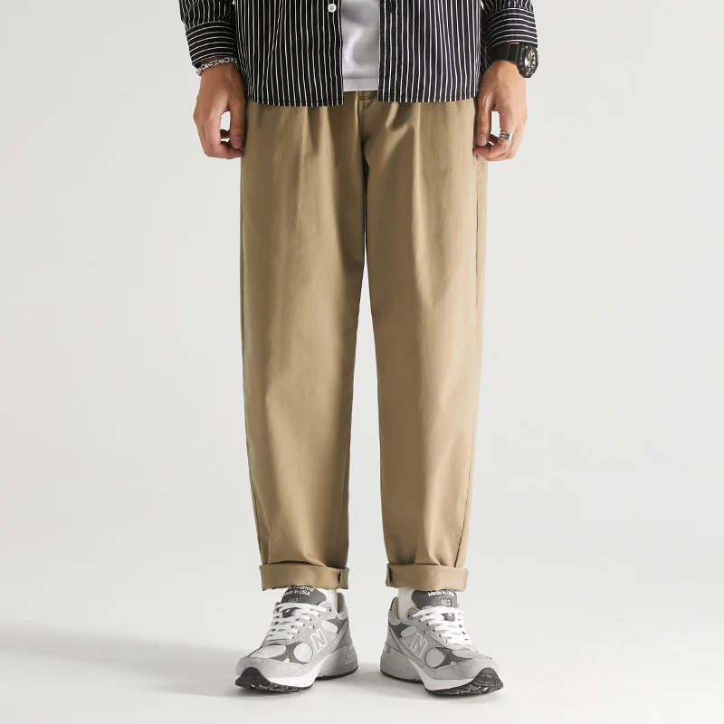 

Мужские повседневные брюки прямого кроя, весенне-летние, осенние, универсальные, свободного кроя, модные длинные брюки для мужчин