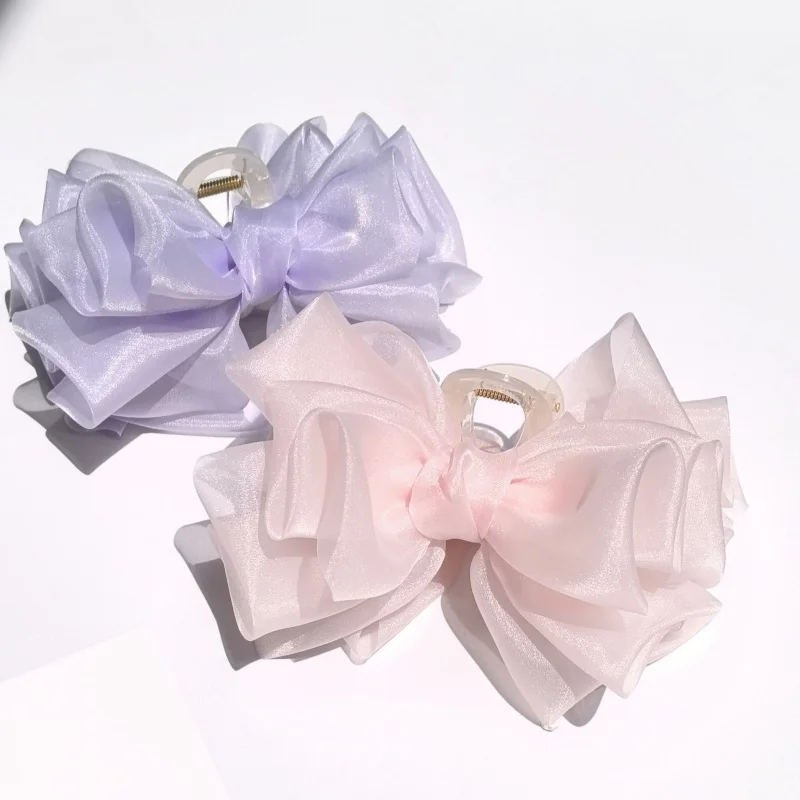 

Large Butterfly Bow Hair Claw Chic Hair Accessory for High-end Style Spring/Summer Organza clawClip stunning shark claw