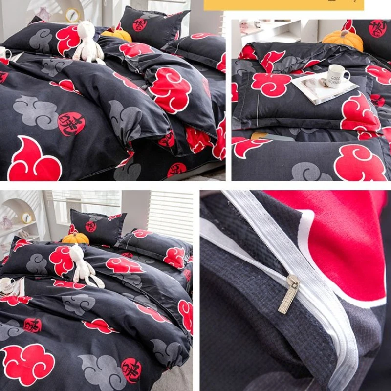 Neues NARUTO Uzumaki Naruto Bettlaken, Bettbezug, vierteiliges Bettset, superweich, bequem, dreiteiliges Set für Studentenwohnheime – Detail 5