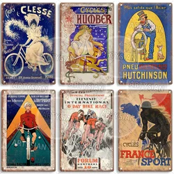 Vintage Bicycle Metal Sign Bike Cycling Plaque Peugeot Acatene Cycles Clesse Humber La Triomphante Daring Matador Bicyclette