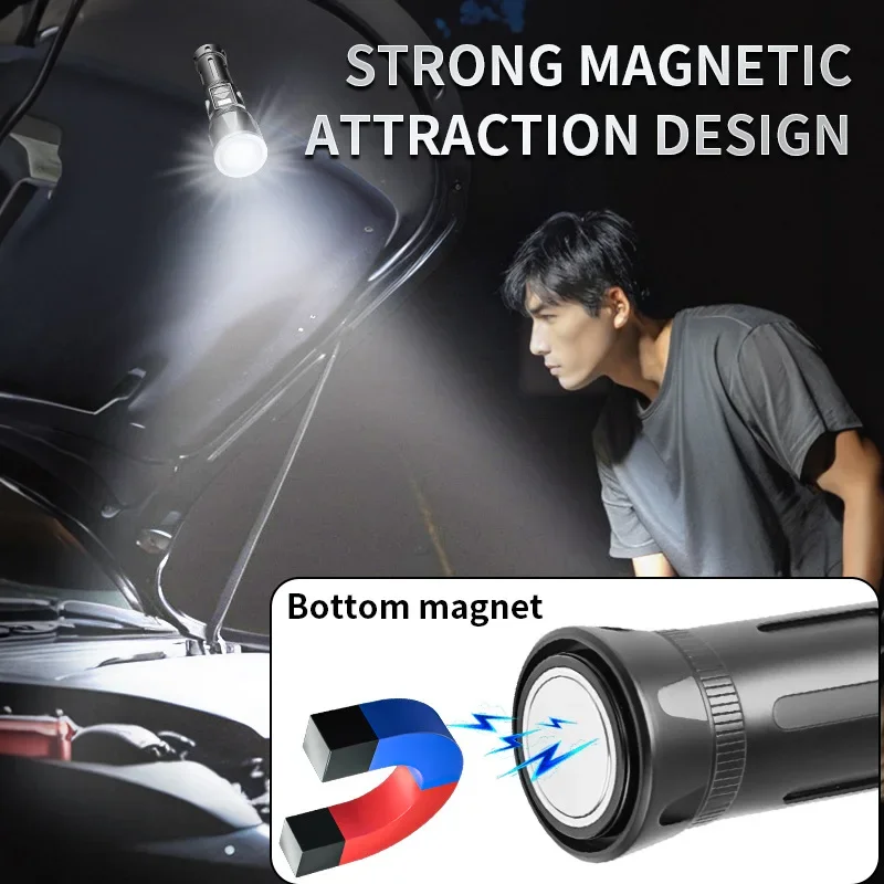 New LED White Laser Flashlight Dual-sided COB Multi-color Tempered Band Digital Power Display Strong Light Flashlight