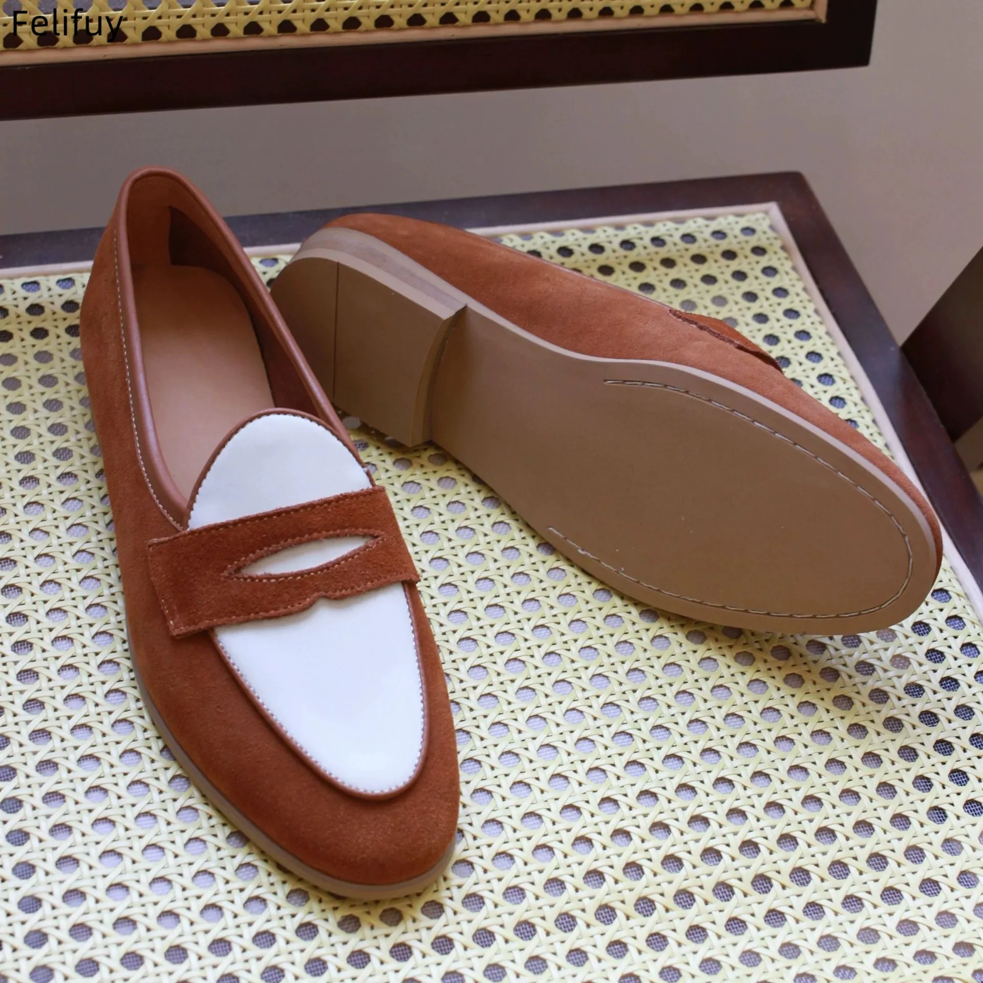 Spring Autumn Flats Loafers Men's Casual Slip-On Shoes Office Genuine Leather Shoes Breathable Comfortable Wedding Men's Shoes