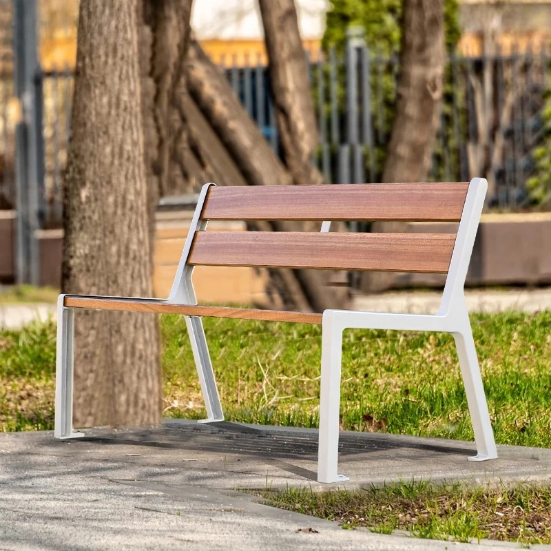 Koende Park Chair Outdoor Bench Anticorrosive Solid Wood Double Backrest Garden Leisure Chair Community Square Bench