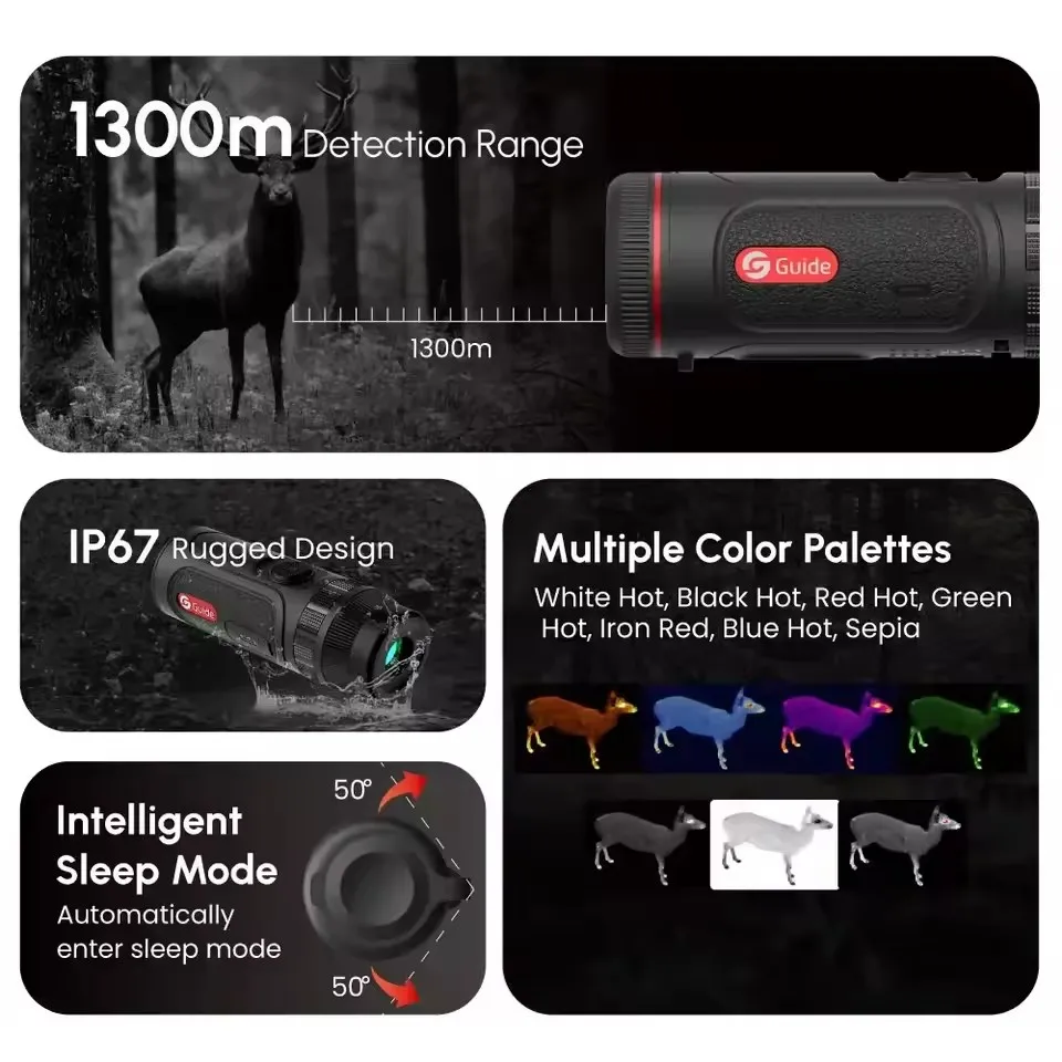 Super Light 228g Thermal Night Vision Monocular Handheld Guide TE421 for Outdoor Hunting