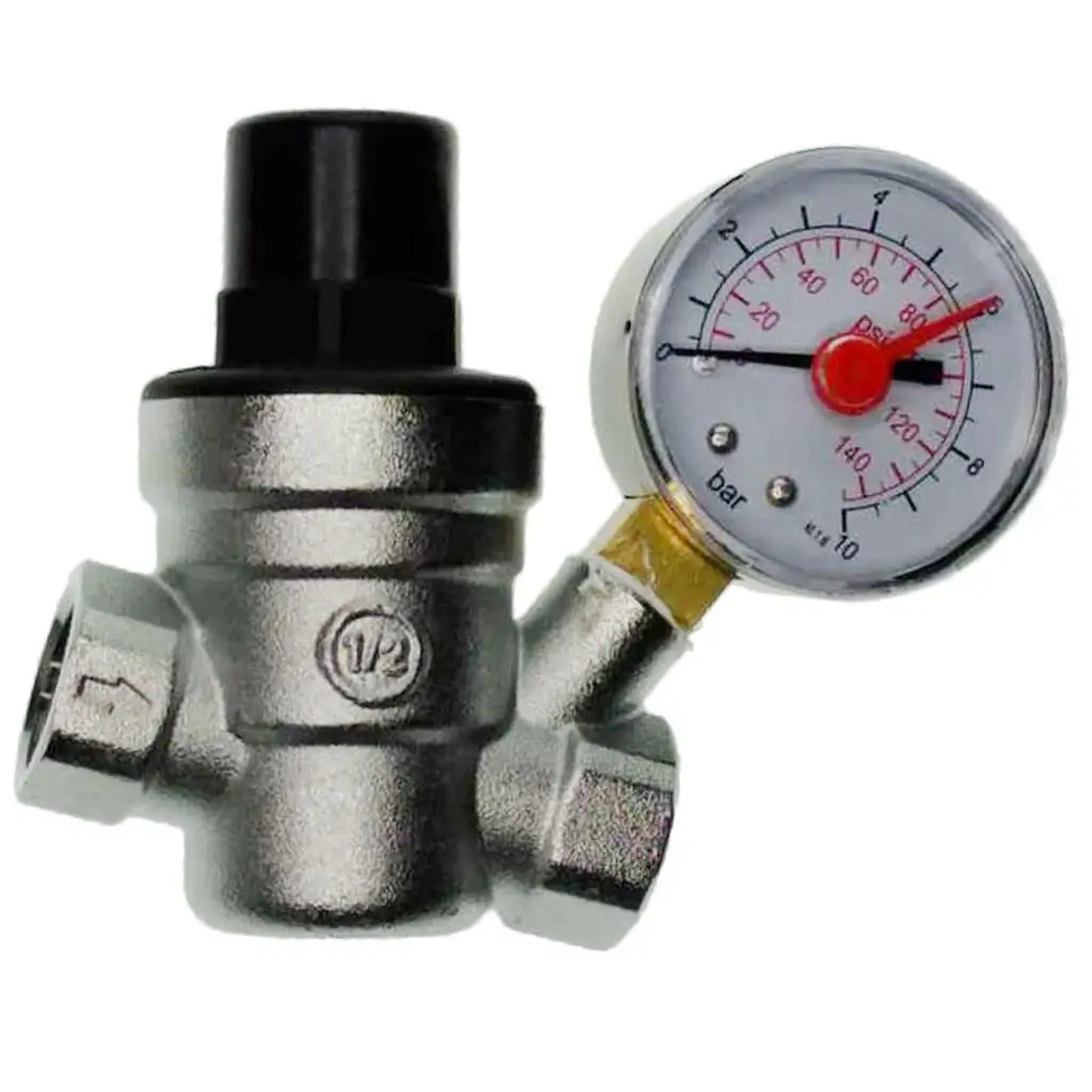 Water Pressure Regulator, Adjustable Plumbing with , Solid Brass, Chrome Finished, DN15 & DN20