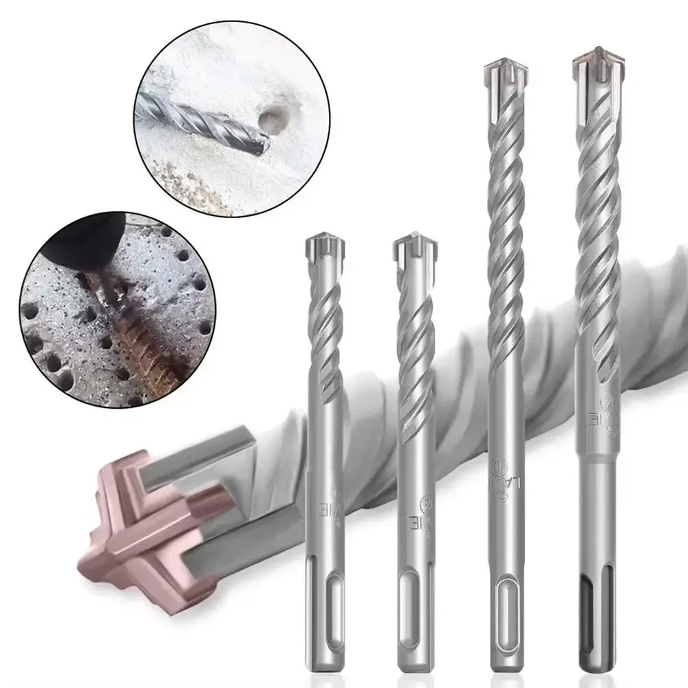 

1Pcs 5/6/7/8/10/12mm Concrete SDS Plus Drill Bit Cross Tips 110mm 160mm Impact Drills Round Shank 4 Cutters