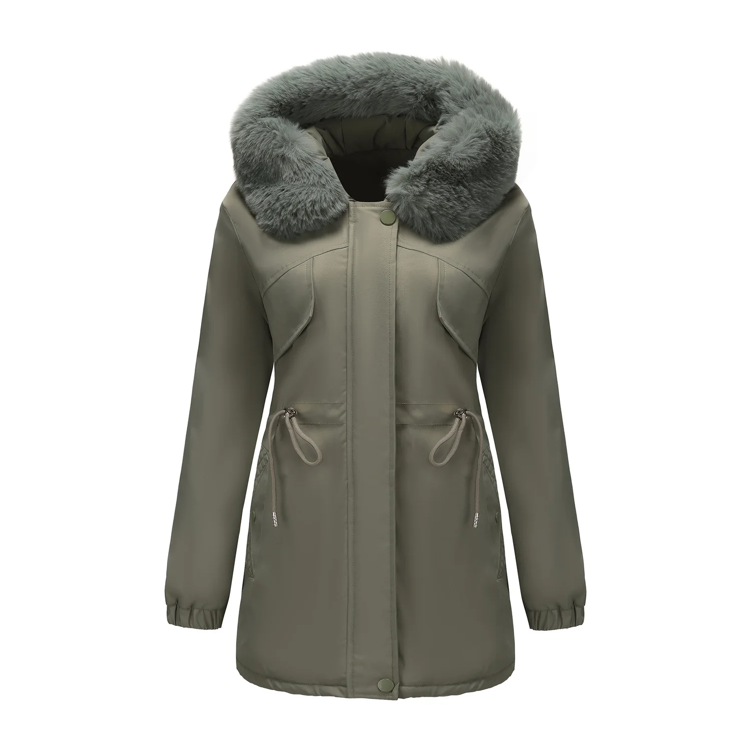 Parkas mi-long à deux vêtements pour femmes, tarte aux genoux pour surmonter, col en fourrure ajusté, Trench-Coat décontracté et polyvalent pour femmes