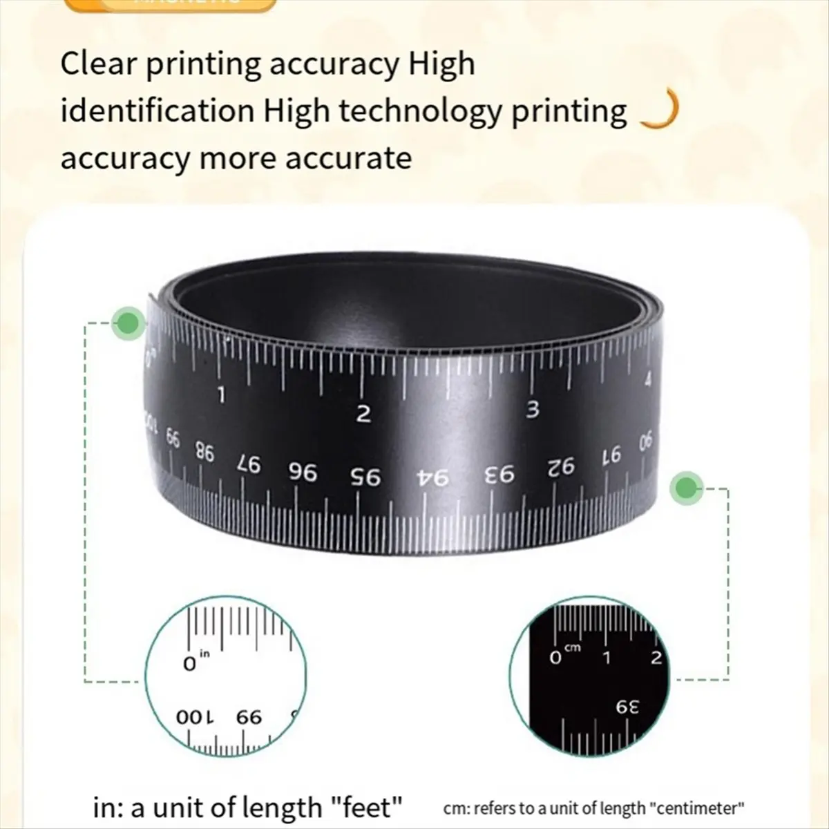 Oct Sale 1 Pcs 100cm Magnetic Ruler Flexible Magnetic Ruler with Both Inches and Centimeters Magnet Measuring Tape