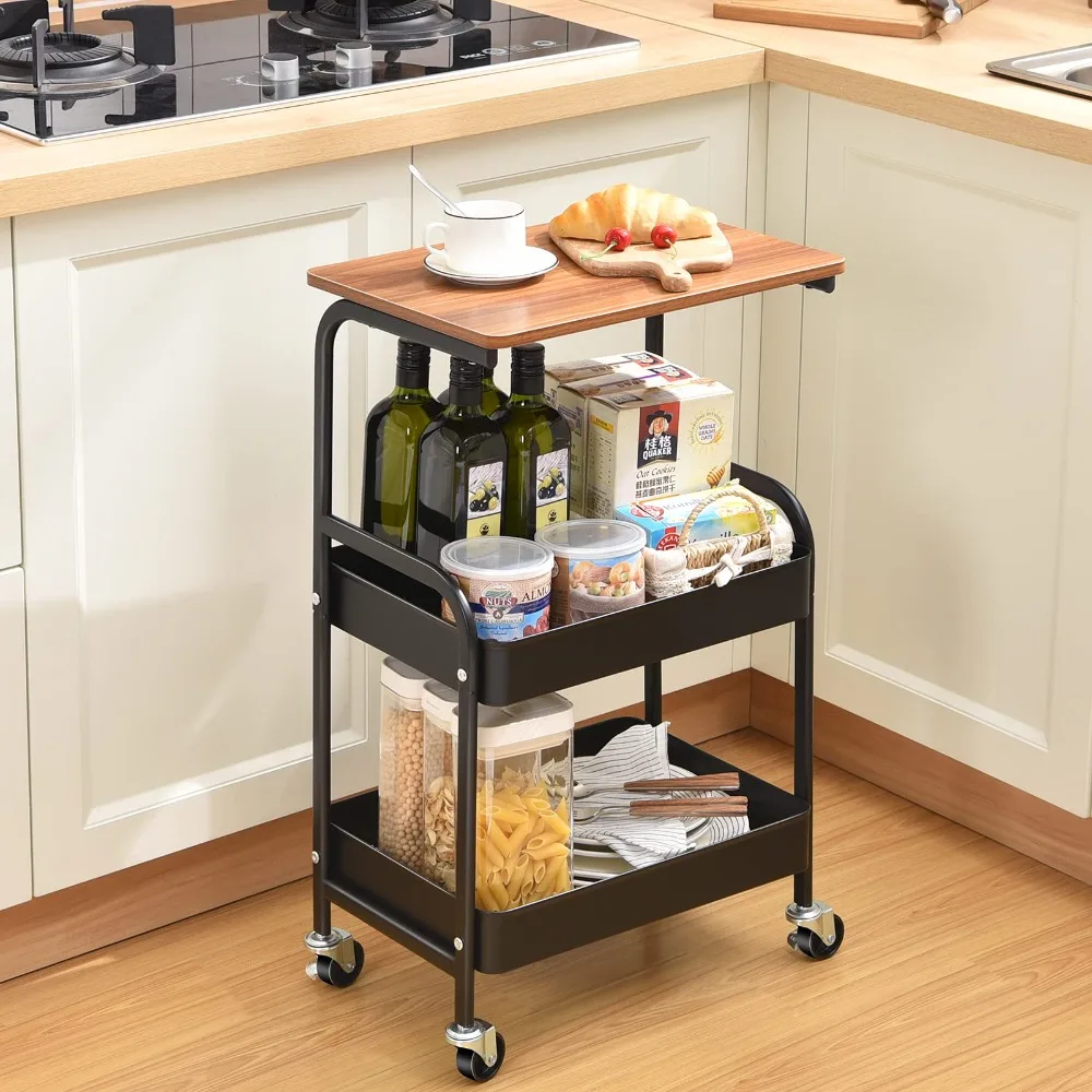 Mobile Storage Cart with Wheels Multifunctional Handcart Household Multi-layer Kitchen and Bathroom Storage Rack