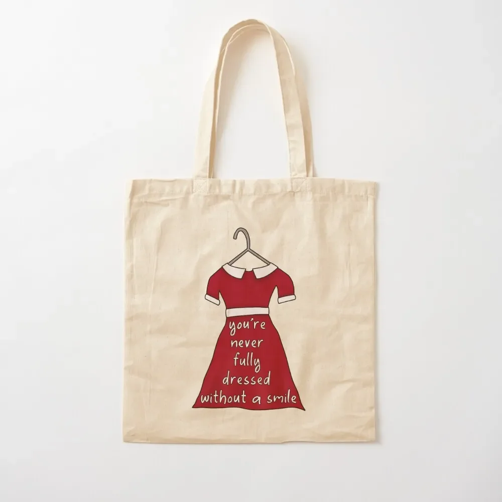 Never fully dressed without a smile (Annie dress) Tote Bag Shopping bags tote bag women handbag