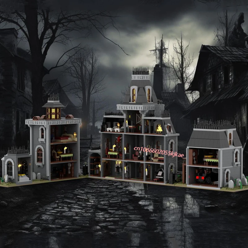 7292PCS game movie Monstered fightering MOC Modular Wednesday Addams Family houses model DIY creative ideas ChildToy Gift Blocks