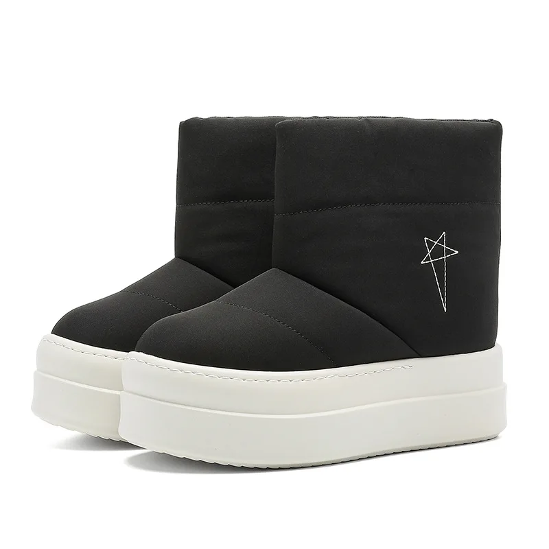 

Brand Men Snow Boots High-TOP Ankle Cotton Slip On Platform Thick Sole Shoes For Women Vintage Luxury Casual Owen Brand Design