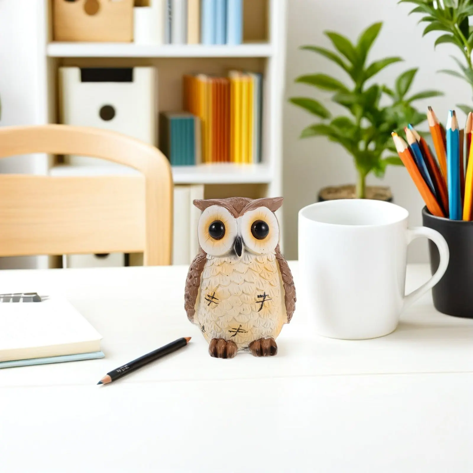 Weatherproof Resin Owl Statue Realistic Bookshelf Garden Sculpture Outdoor Indoor Porch Patio Lawn Yard Living Room Office Desk view 4