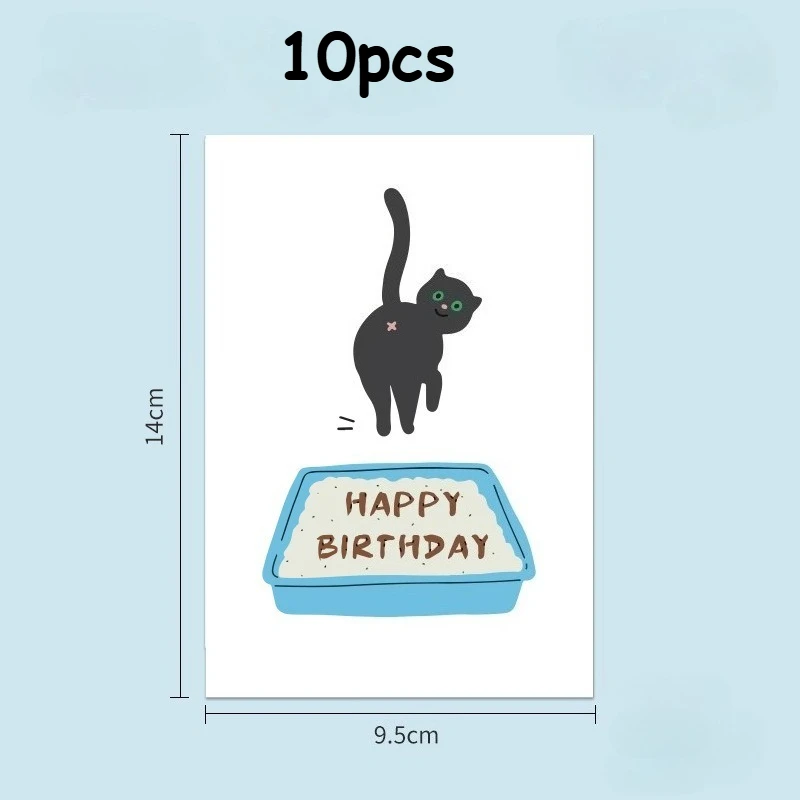 10 قطع/5 قطع من بطاقات عيد ميلاد صندوق فضلات القطط المضحكة - مع رسالة "عيد ميلاد سعيد". |   بطاقة تهنئة فريدة لمحبي القطط
