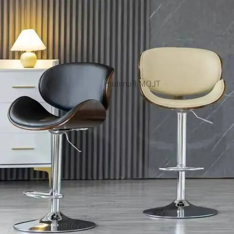 

Stool Modern Height Minimalist with Light Bar Luxury Rotating Adjustable Backrest for Home, Bar, Cashier Counter Bar Chair