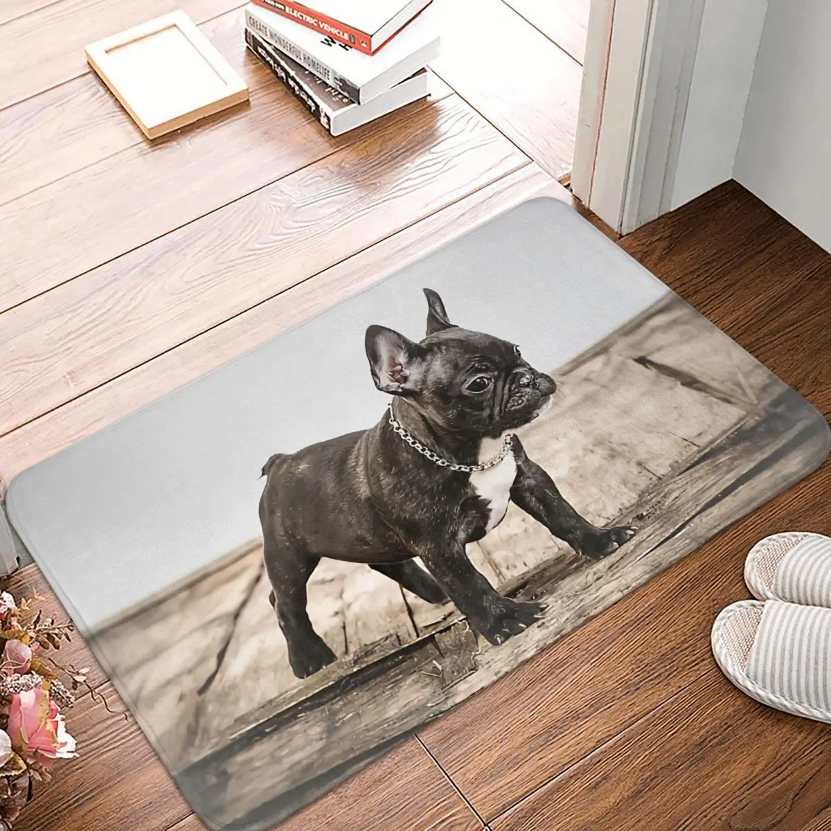 French Bulldog Pet Bathroom Non-Slip Carpet Portrait Bedroom Mat Entrance Door Doormat Home Decor Rug