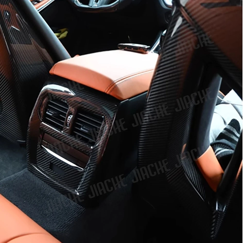 JIACHE Dry Carbon Fiber Car Armrest Box Rear Air Conditioning Air Outlet Frame Cover Accessories For BMW M2 M3 M4 G87 G80 G82