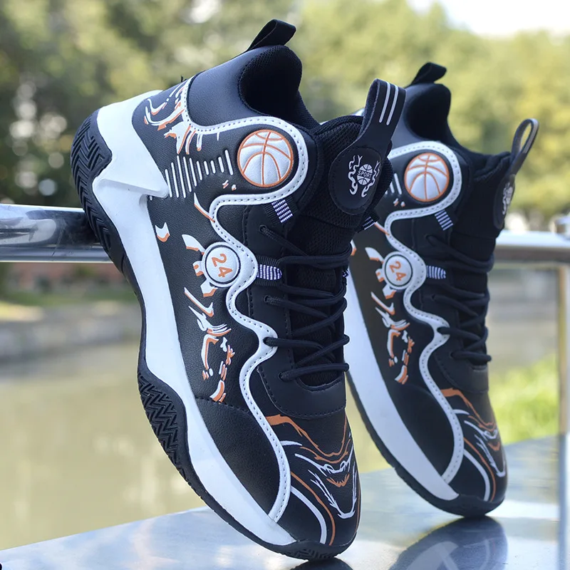 Sapatos confortáveis de basquete de alto nível para homens, tênis esportivos pretos, calçados esportivos masculinos, nova marca