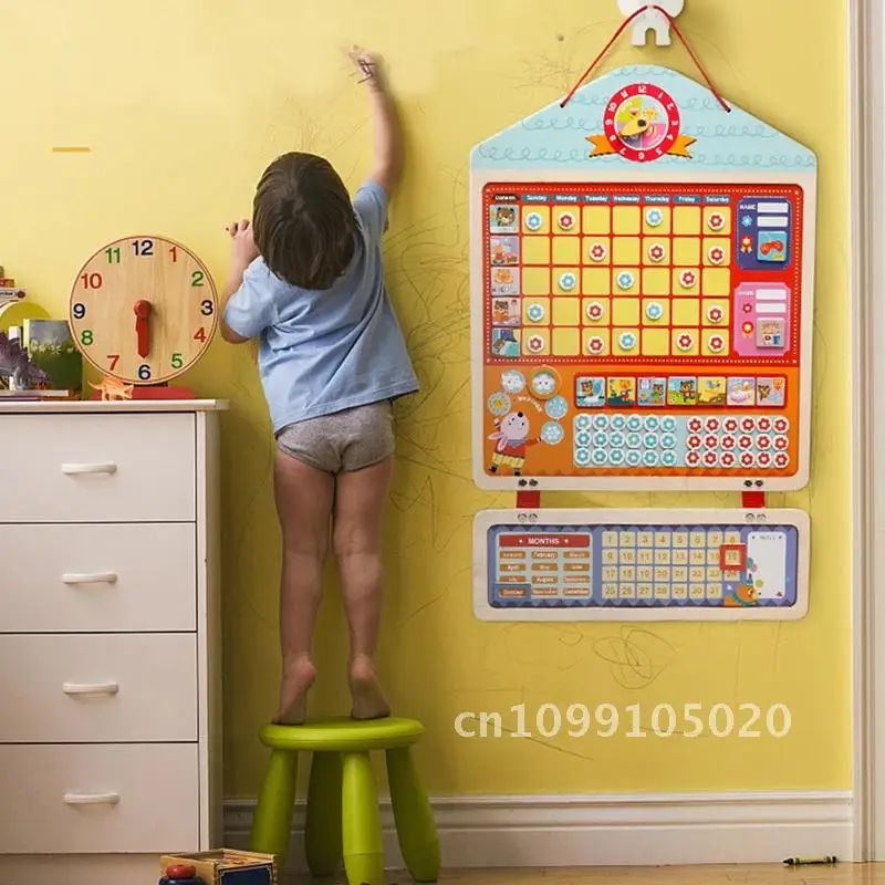 Wooden Magnetic Reward Activity Responsibility Chart Toys Attendance Calendar Kids Self Sheet Discipline Children Calendar