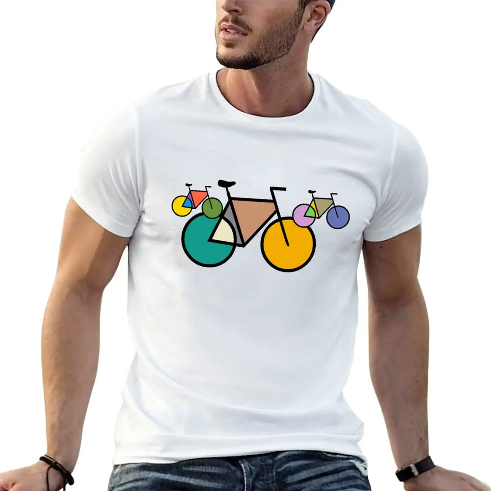 Geometric Mondrian Bicycles T-shirt anime animal prinfor boys plus sizes cute clothes T-shirt men