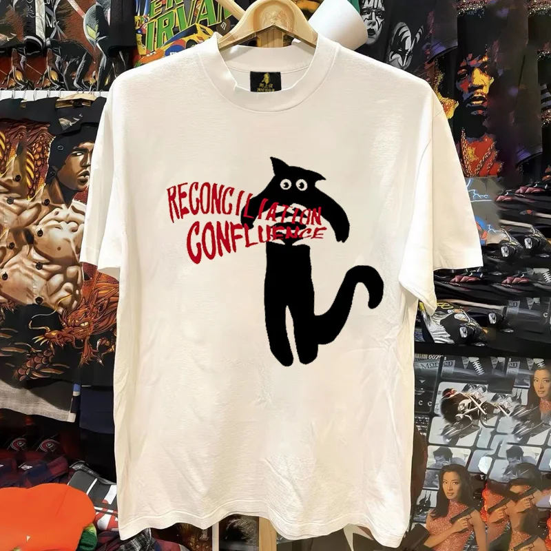 Loose Fit Cotton T-Shirt Unisex Short Sleeve Double Thread UPUPXIA Hero Print Sweat Absorbent round Neck Casual Summer Top