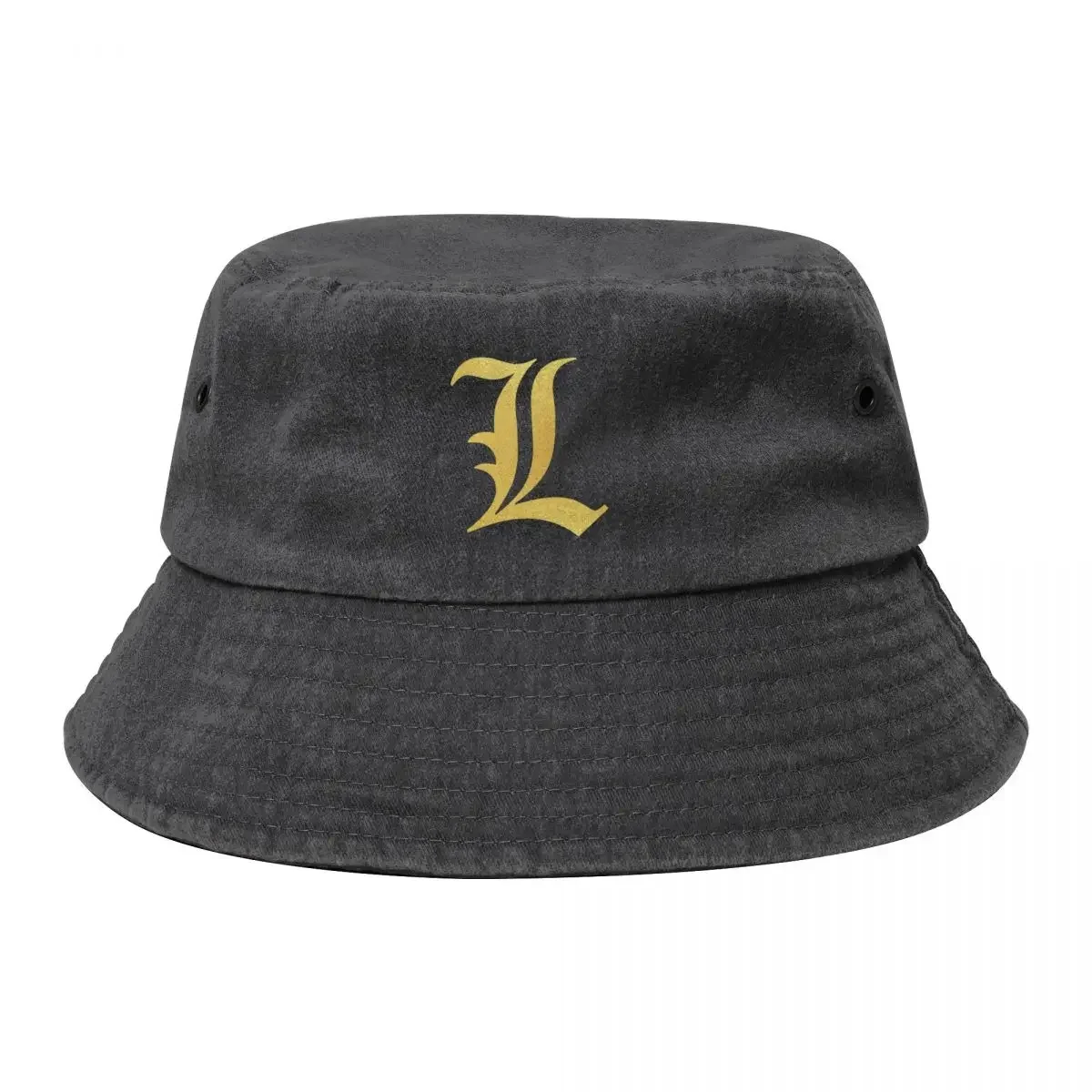 L – Faux Gold Old English - Letter L Bucket Hat hiking hat Military Cap Man fishing hat Bobble Women's Hats Men's