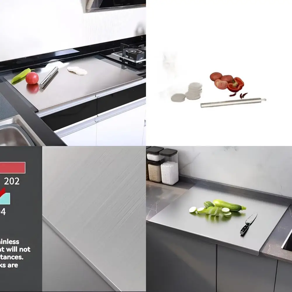 

Premium 304 Stainless Steel Chopping Board with Lipped Edge - Ideal for Meat, Produce, and Baking Needs