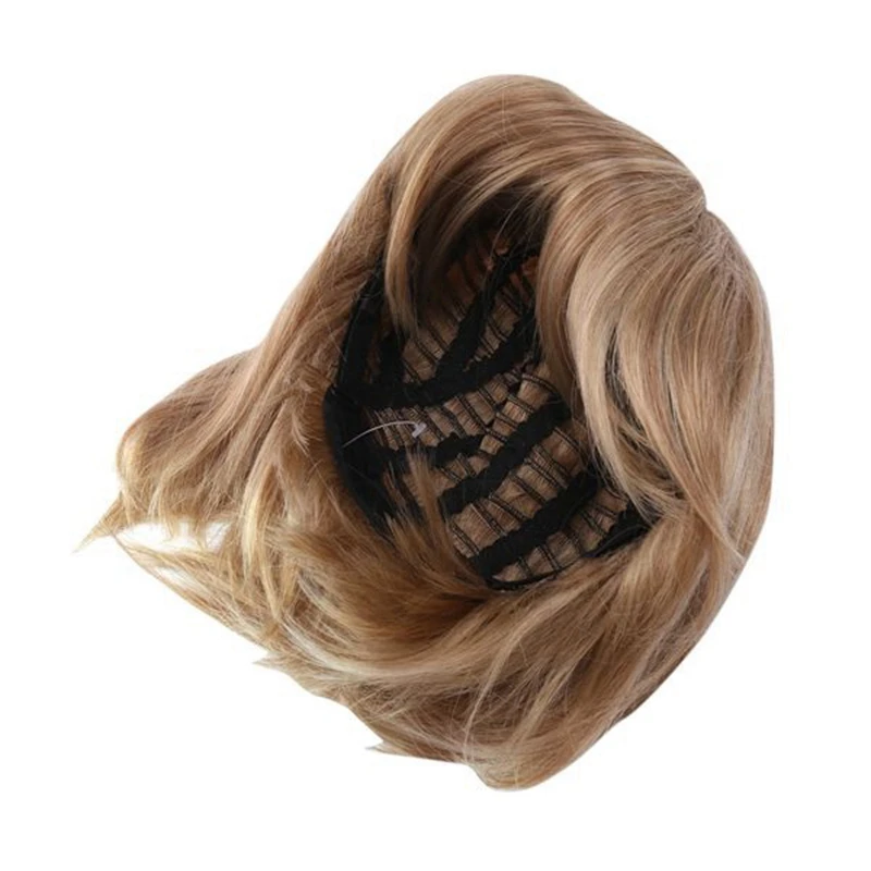 Wig lurus pendek wig Brasil wig penuh (40cm) warna coklat