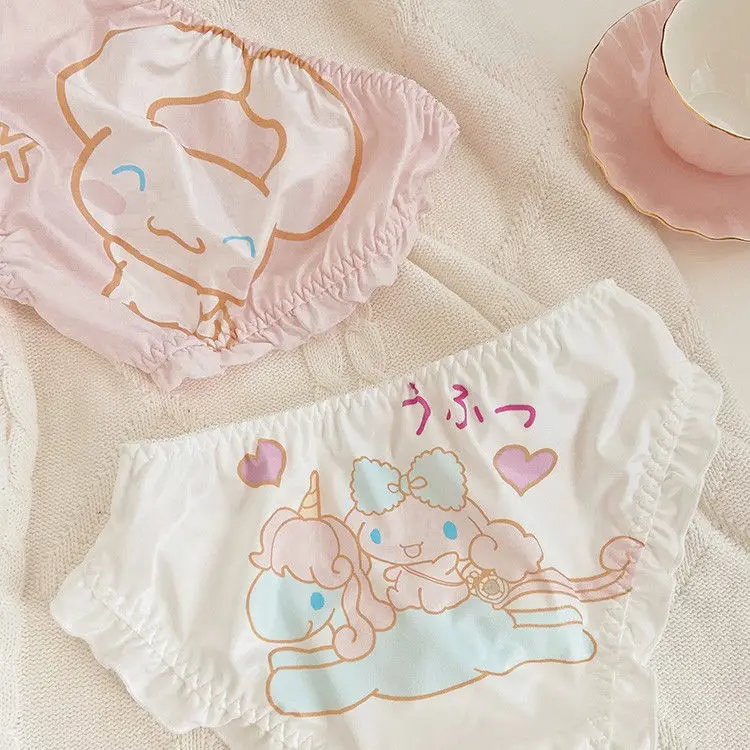 Kawai Sanrio Series Cartoon Stripe Cinnamoroll Sexy Cotton Japanese Girl Triangle Shorts Cute Lace Soft Cute Shorts Underwear