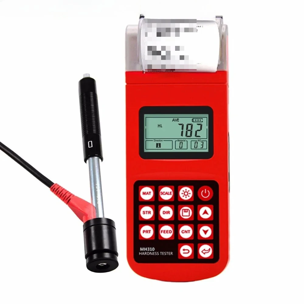 MH310 Portable Leeb Hardness Tester Gauge 170~960HLD Steel Cast Iron LCD EL Backlight with Integrated High Speed Thermal Printer