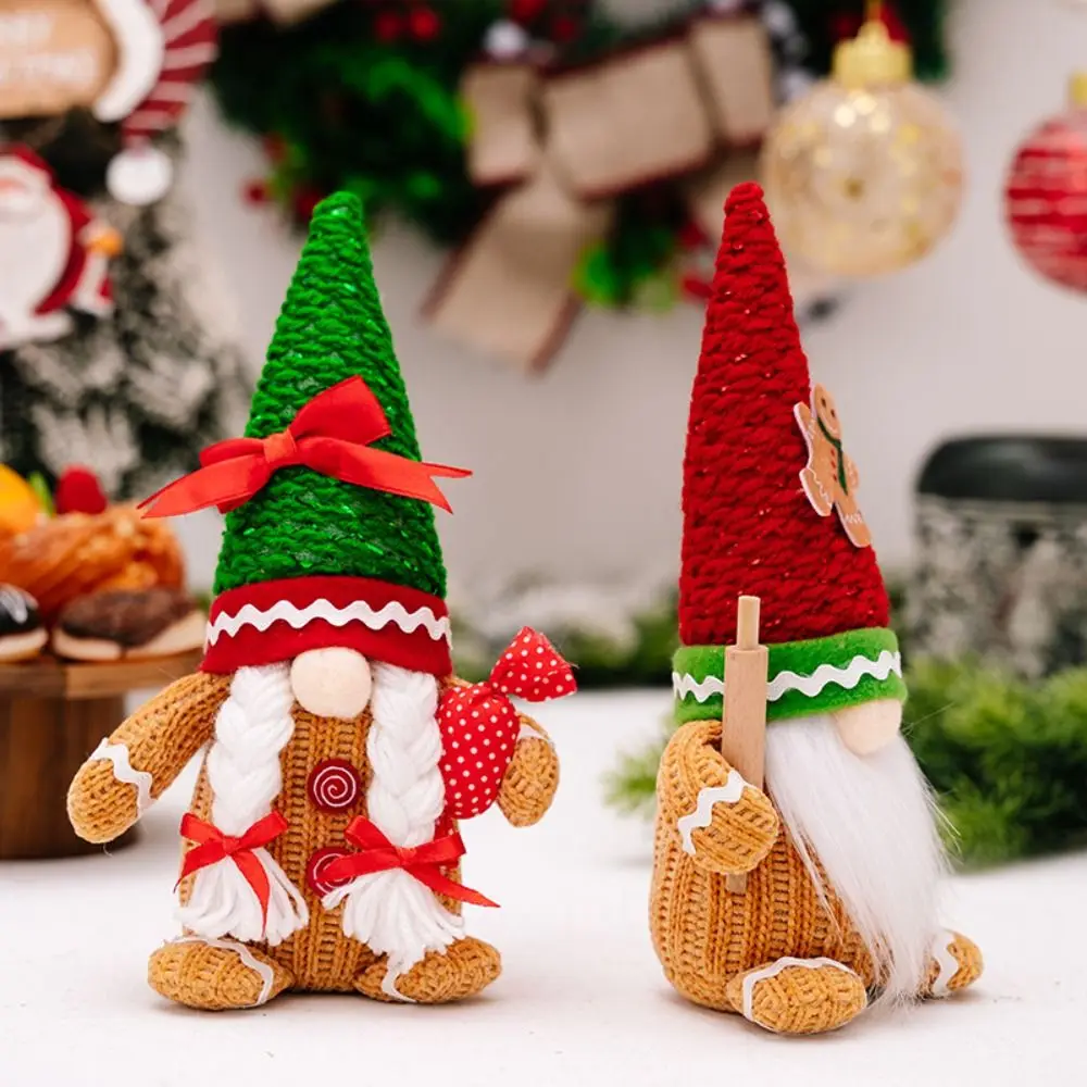 Long Hair/Long Beard Christmas Elf Dwarfs Dolls Candy Rolling Pin Gingerbread Dwarf Dolls Soft Cartoon Winter Gnomes Decorations