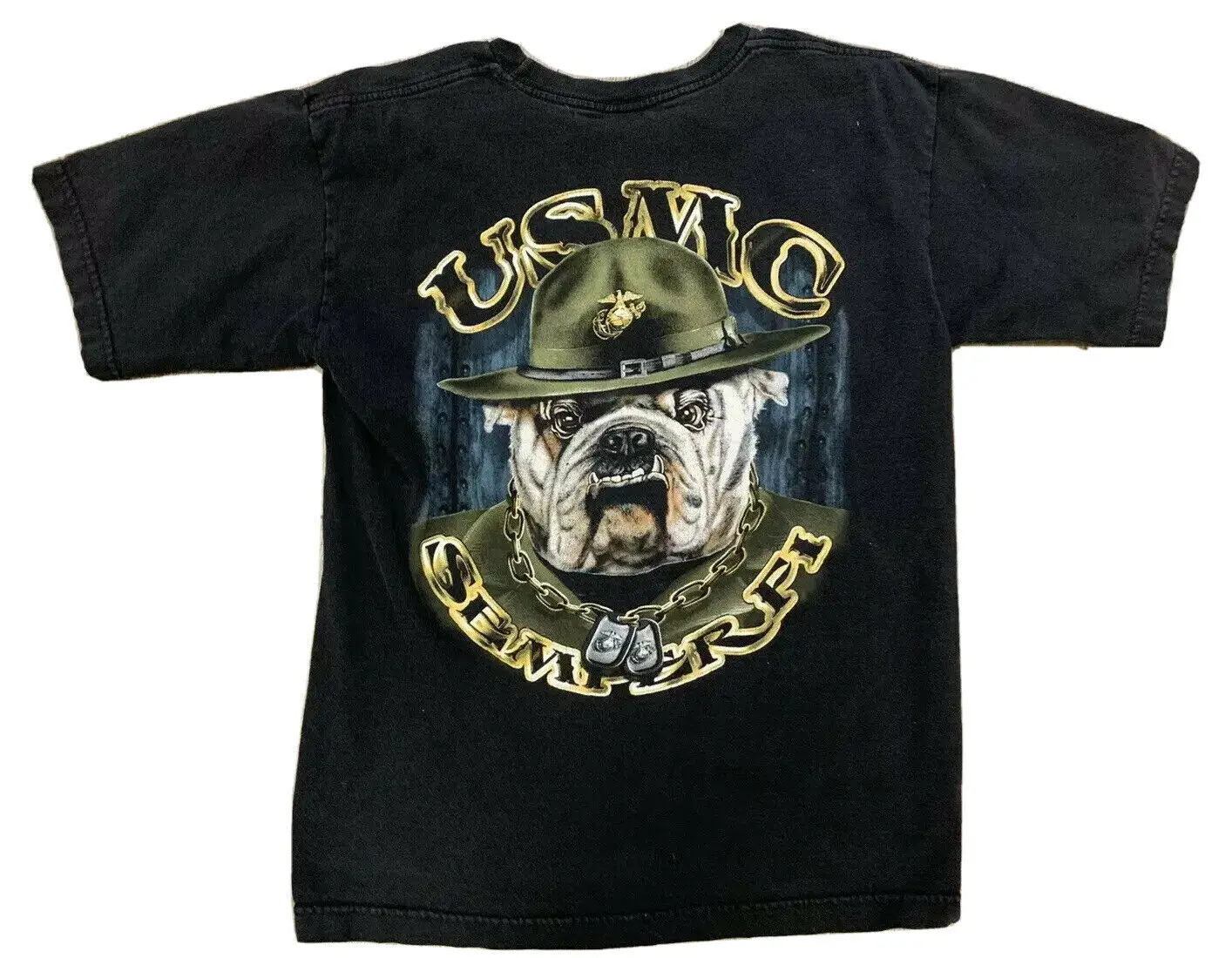 VINTAGE Marine Bulldogs 2 Sides Printed TShirt USA SEMPER FI Breathable Top, Loose Casual Mens T-shirt S-3XL