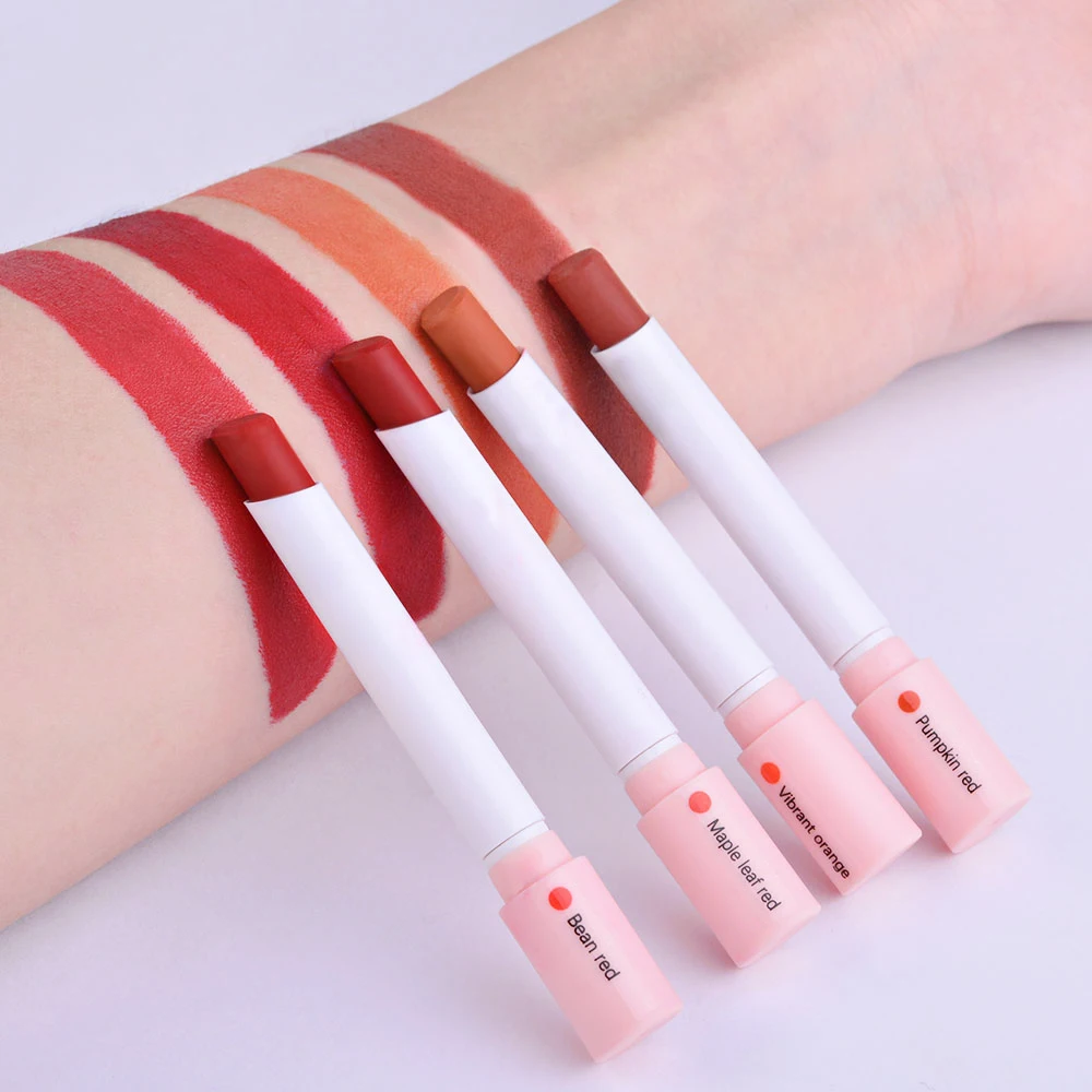 4 Colors Makeup Lipstick Cosmetics Lipstick Set Lip Tint Lip Gloss Waterproof Matte Long Lasting Make Up Pomade Red Orange