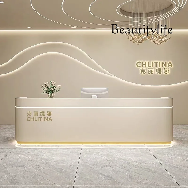 X Beauty Salon Simple Cream Wind Checkout Page Clothing Store Yoga Studio Company Reception Front Desk Customization
