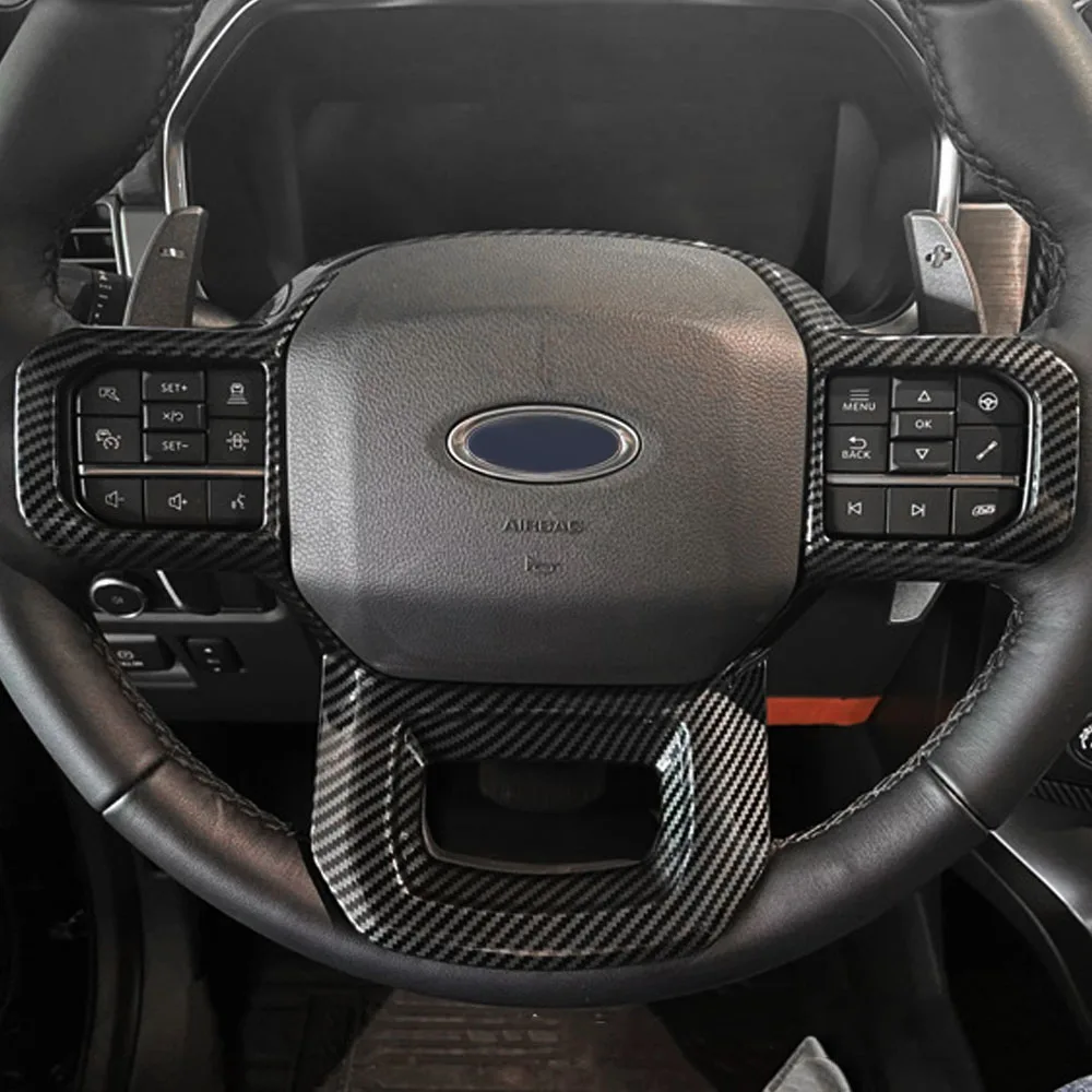 Car Accessories Suitable for Ford F150 2021-2023 Steering Wheel Sequin Decorative Carbon Fiber Overall Steering Wheel Patch