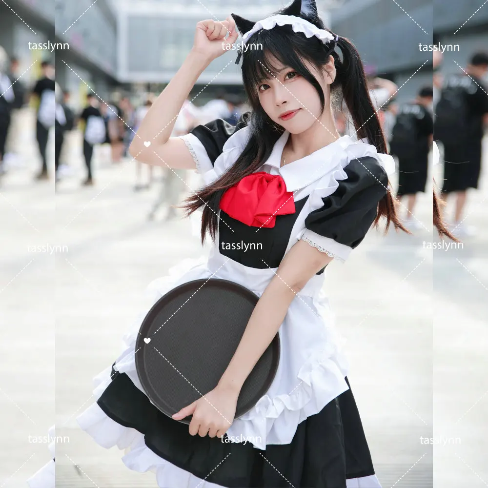 Anime Cosplay Maid fur s pour femmes, Costumes d'Halloween, Japon, Corée du Sud, Princesse, Noir, Blanc, Mignon