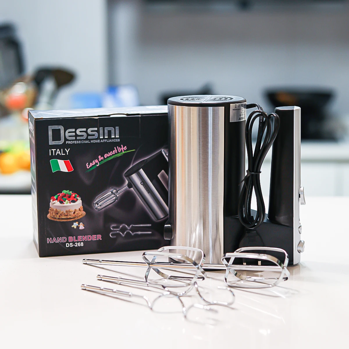 Dessini-Electric Handheld Whisk Maker, Misturadores de Ovos, Misturador De Mão, Liquidificador De Massa De Cozinha e Ganchos De Massa, 600W